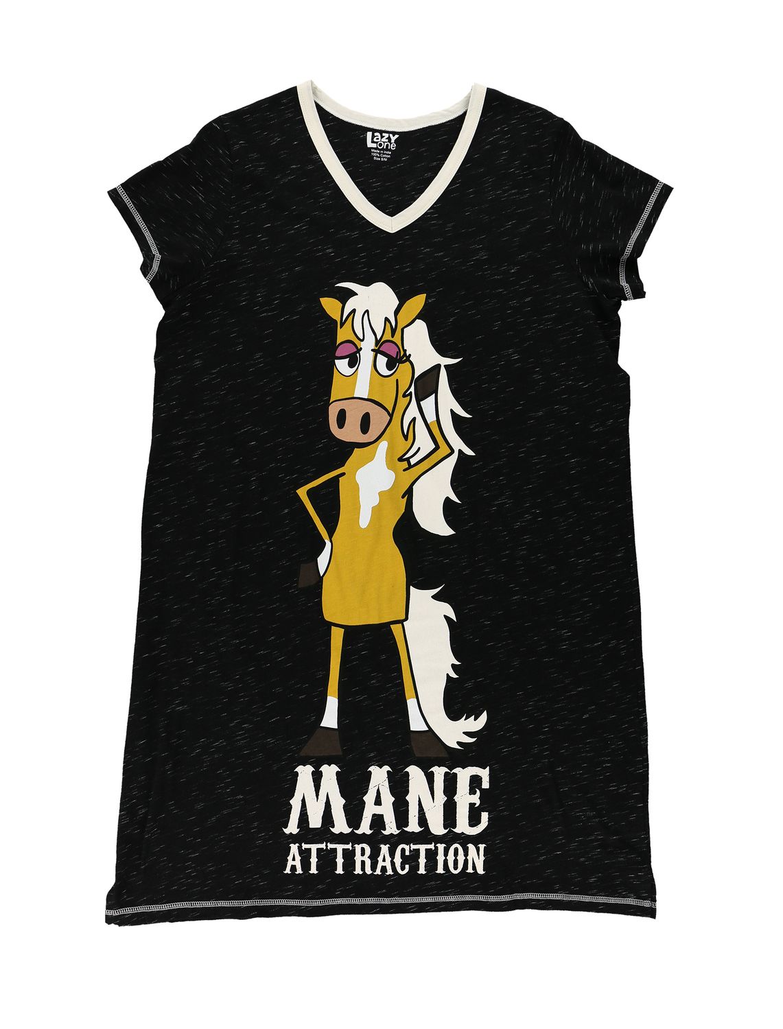^Lazy One Mane Attraction Women's V-Neck Nightshirt, Size: S/M