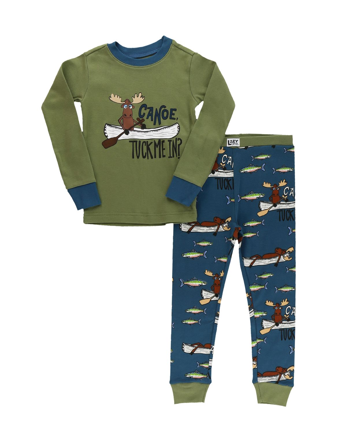 ^Lazy One Canoe Tuck Me In LS PJ Set:, Size: 2T