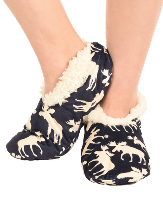 Lazy One Classic Moose BLUE Fuzzy Feet