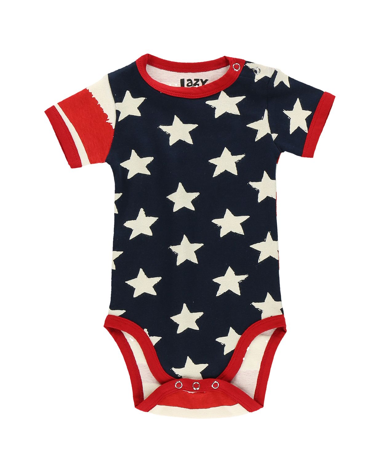 ^(P) Lazy One Stars &amp; Stripes Infant Creeper Onesie, Size: 6M