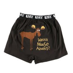 ^(P)  Lazy One Wanna Moose Around? Men's Funny Boxer, Size: S