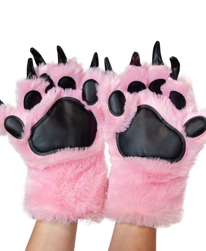 Lazy One Pink Bear Paw Mitts: