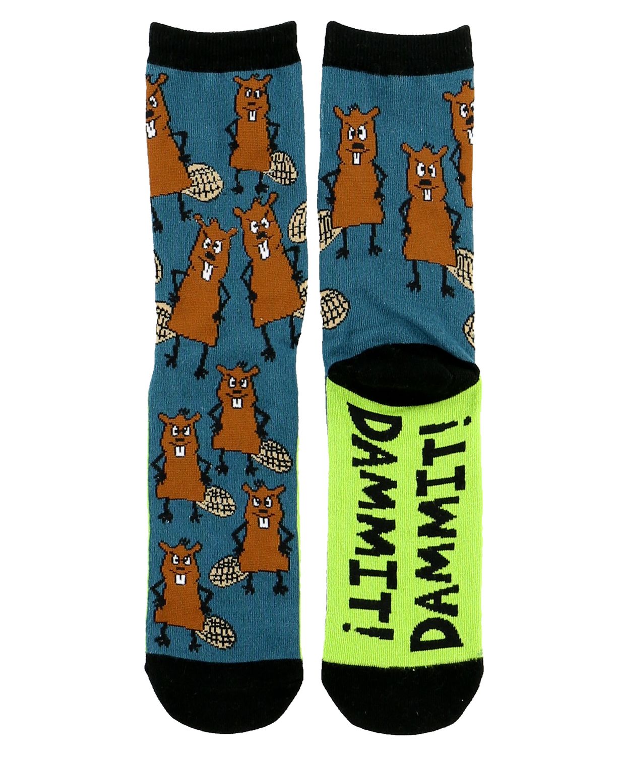 Lazy One Dammit Beaver Crew Sock:, Size: One Size
