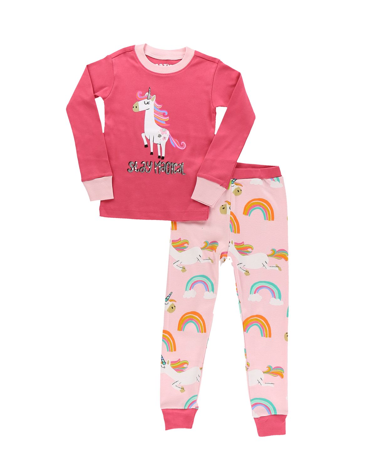 Lazy One Magical Unicorn LS PJ Set:, Size: 2T
