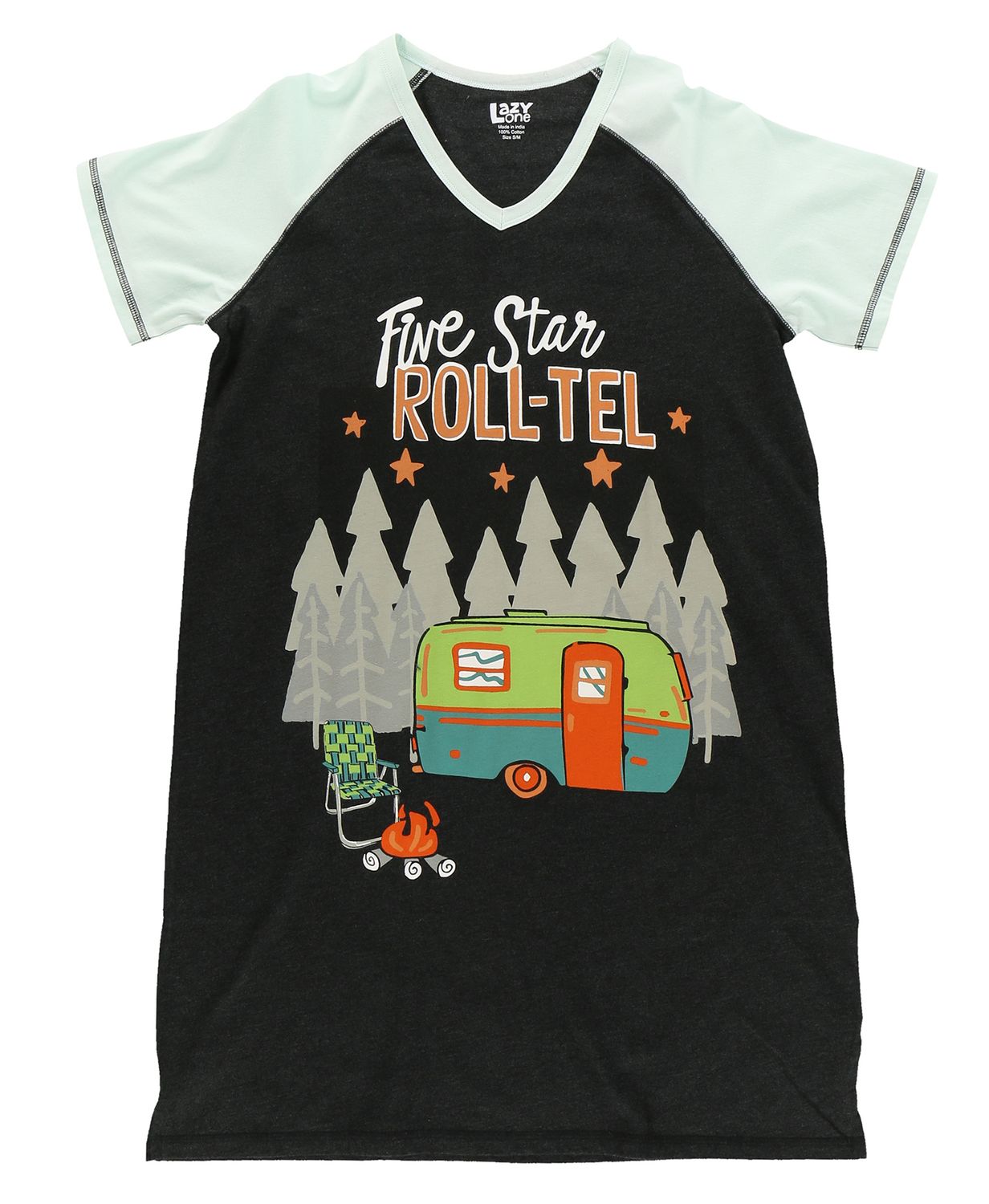 ^(P) Lazy One Rolltel V-neck  Nightshirt:, Size: S/M