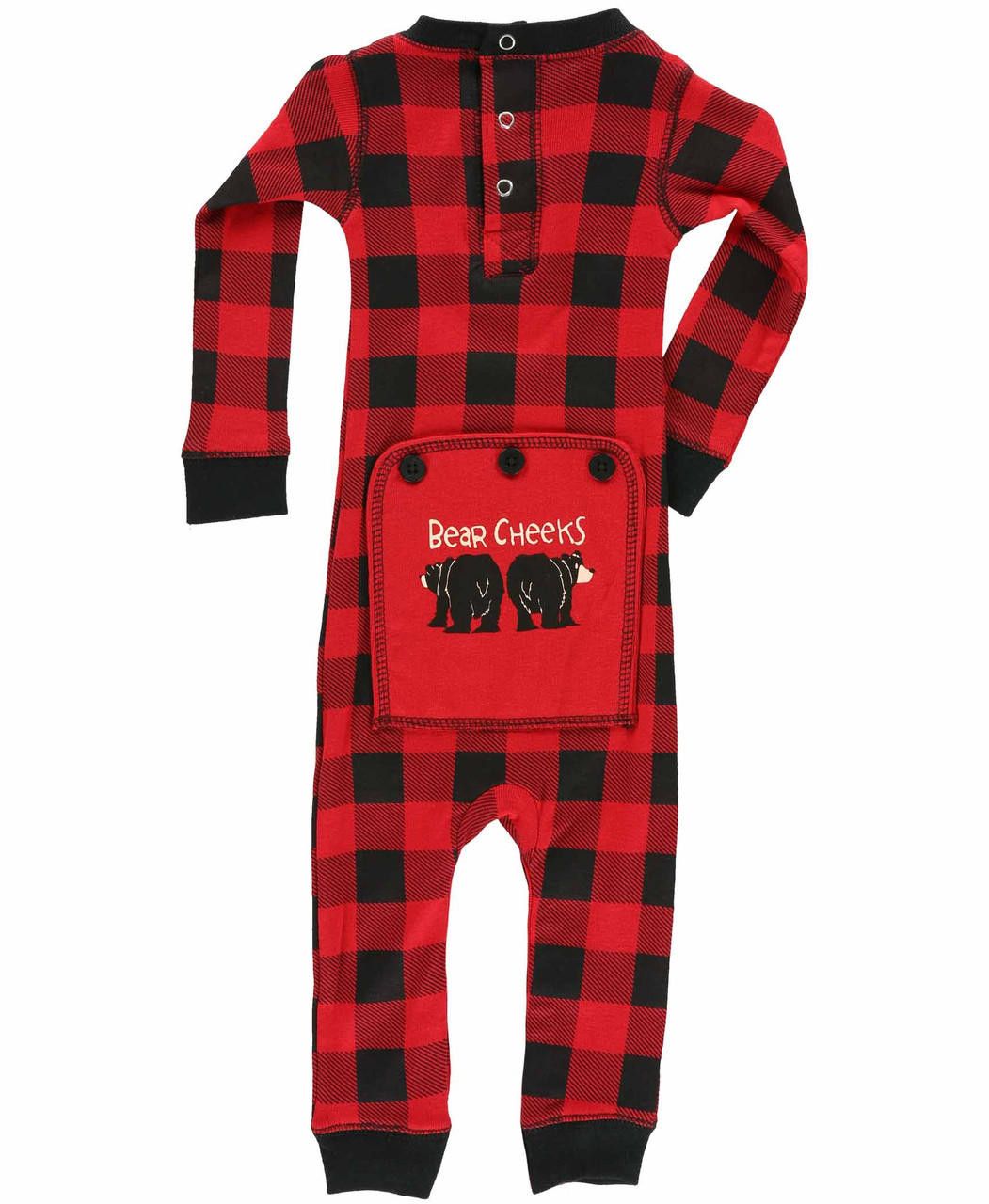 Lazy One Bear Cheeks Infant Plaid Onesie Flapjack