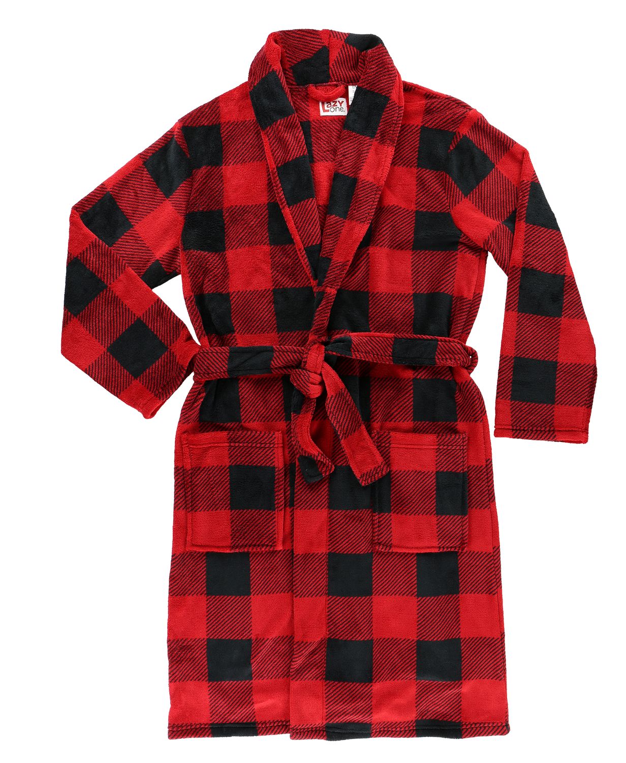 Red Plaid Men's Bathrobe, Size: S/M