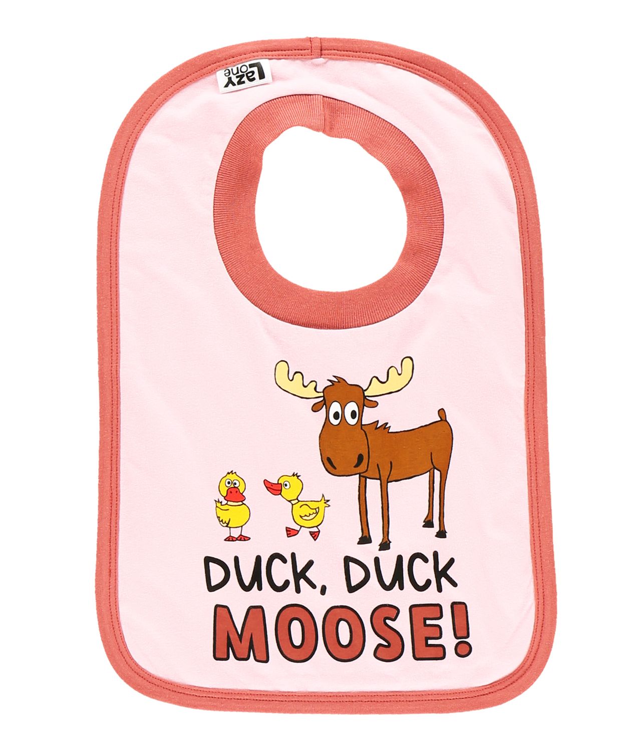 Lazy One Duck Duck Moose Bib:, Color: Pink