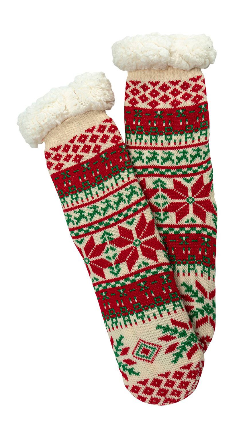 Two Left Feet Mistletoes Slipper Socks, Design: Cabin Fever