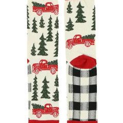~Lazy One Truck Plaid Crew Sock, Size: XL