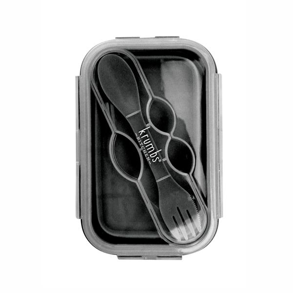 Krumbs Kitchen Collapsible Silicone Lunch Container:, Color: Black