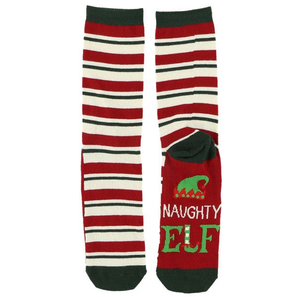 Lazy One Naughty Elf Crew Sock, Size: One Size