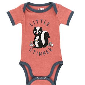 Lazy One Little Stinker Infant Skunk Onesie Creeper, Color: Pink:, Size: 6M