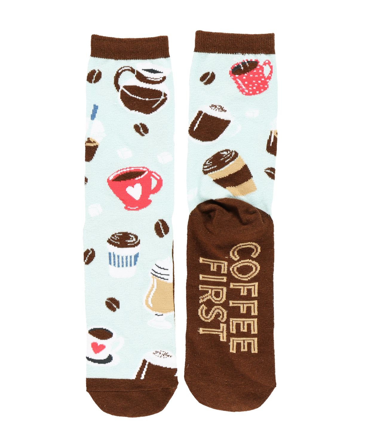 ^Lazy One Coffee First Crew Sock:, Size: One Size