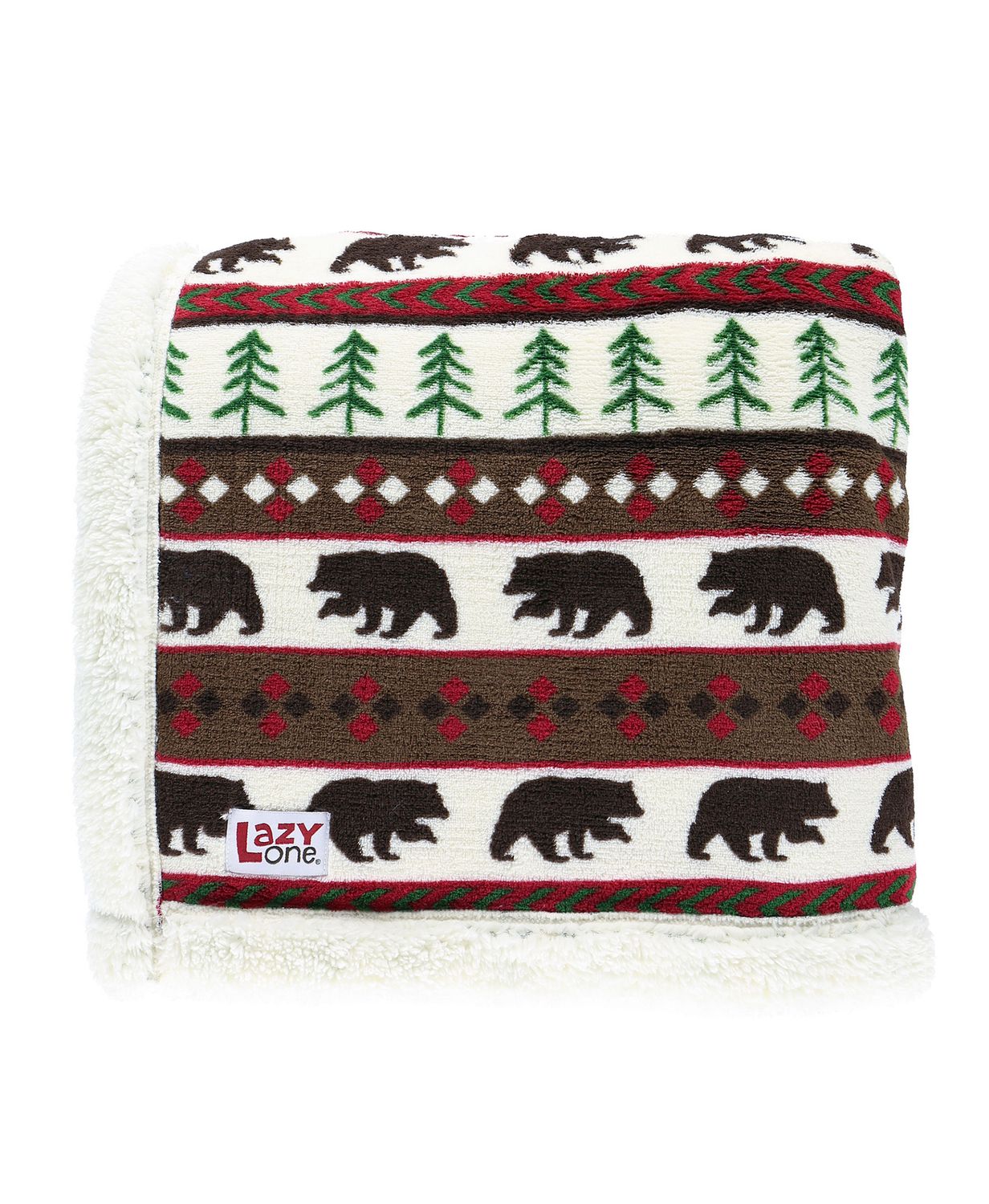 Lazy One Sherpa Throw Blanket, Design: Bear Fair Isle