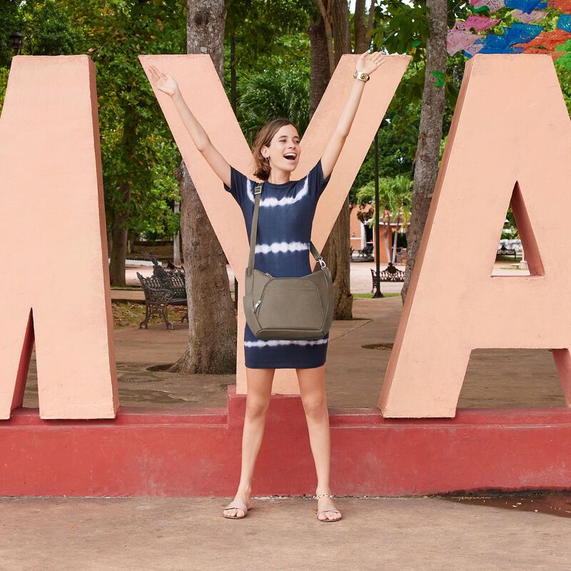 Travelon Anti-Theft Classic Crossbody Bucket Bag: