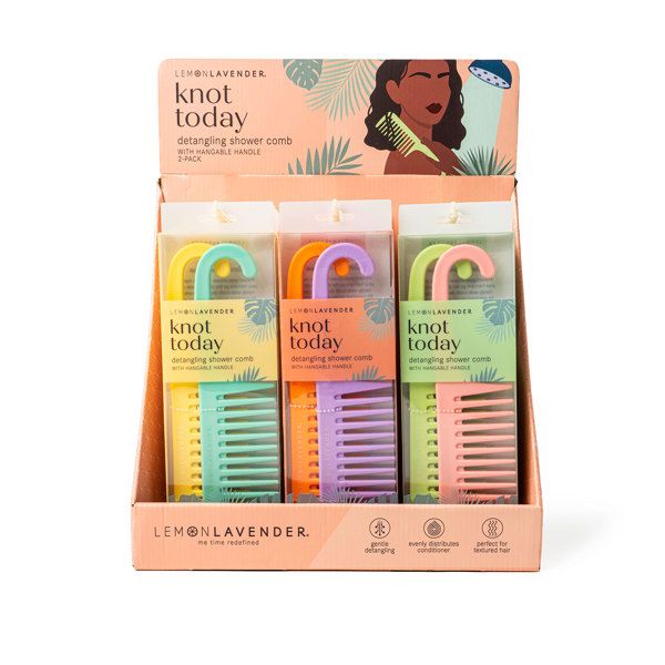 Lemon Lavender Knot Today Detangling Shower Comb:, Design: Asst. Colors
