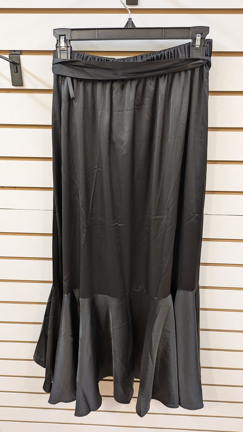 ^Surplice Ruffle Skirt w/ Waist Belt:, Color: Black:, Size: Small