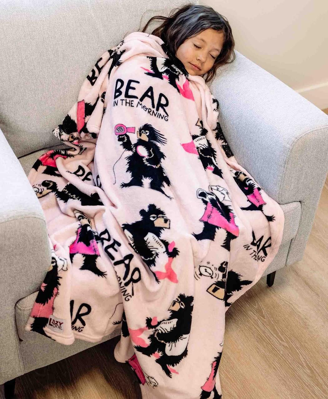 Lazy One Travel Blanket:, Description: Bear in AM