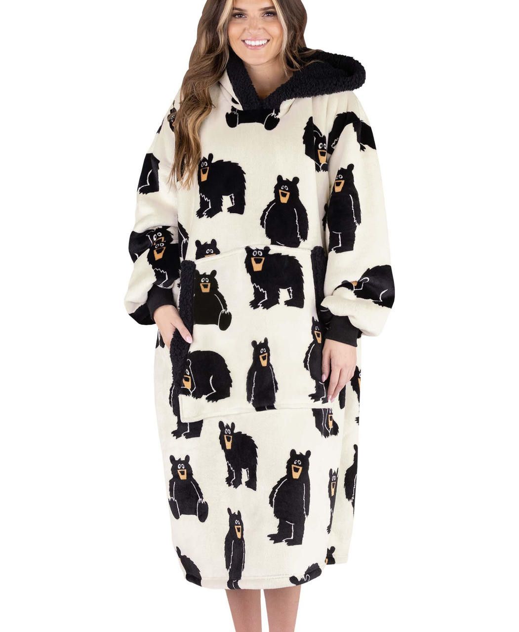 Lazy One Adult Blanket Hoodie, Description: Family Bear