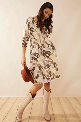 Myra Gracie V-Neck Drop Waist Dress*: