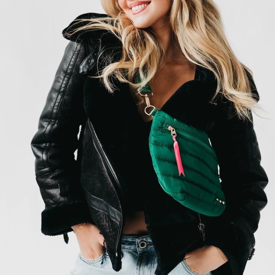 Pretty Simple Jolie Puffer Belt Bag, Color: Emerald