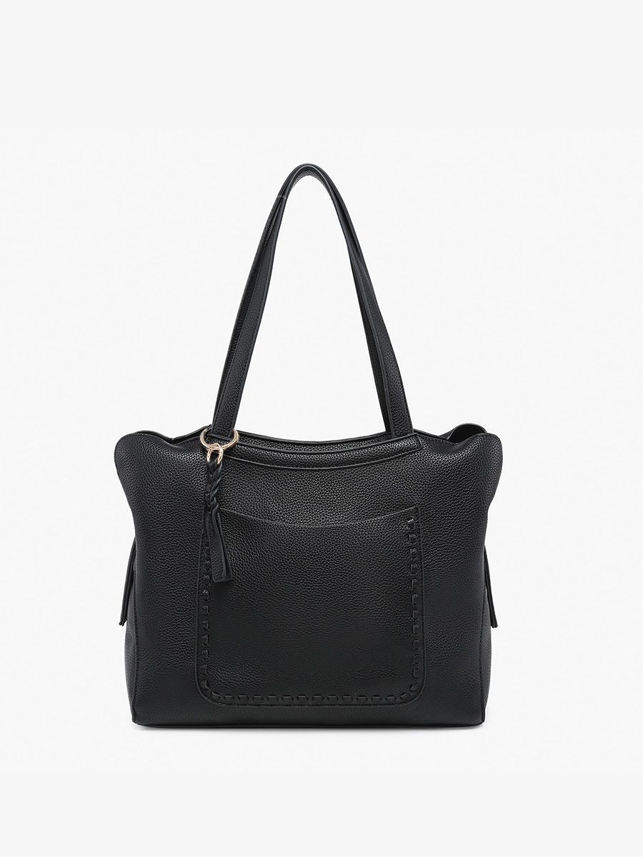 Jen &amp; Co Hunter Vegan Distressed Tote:, Color: Black