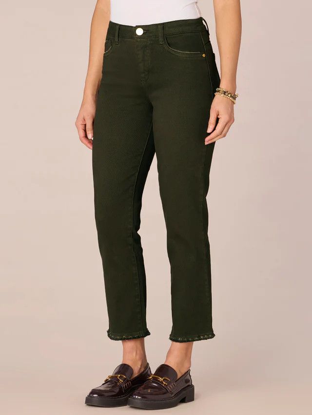 ^Democracy Petite AB Sol High Rise Cascading "D" Fray Hem:, Color: Duffel Green:, Size: 00P