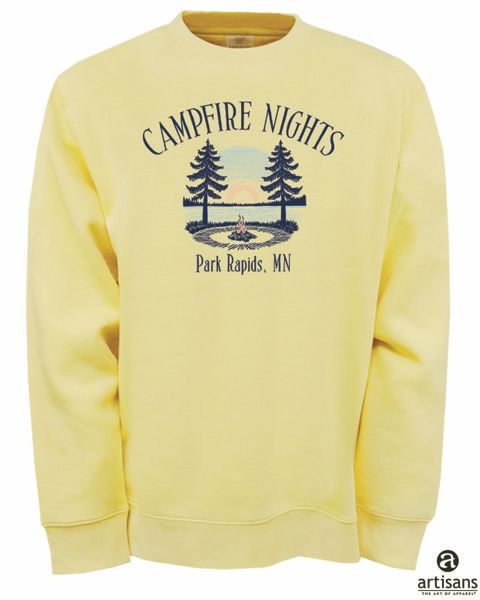 A-Team Crew "Campfire Nights":, Color: Butter Cream:, Size: Small