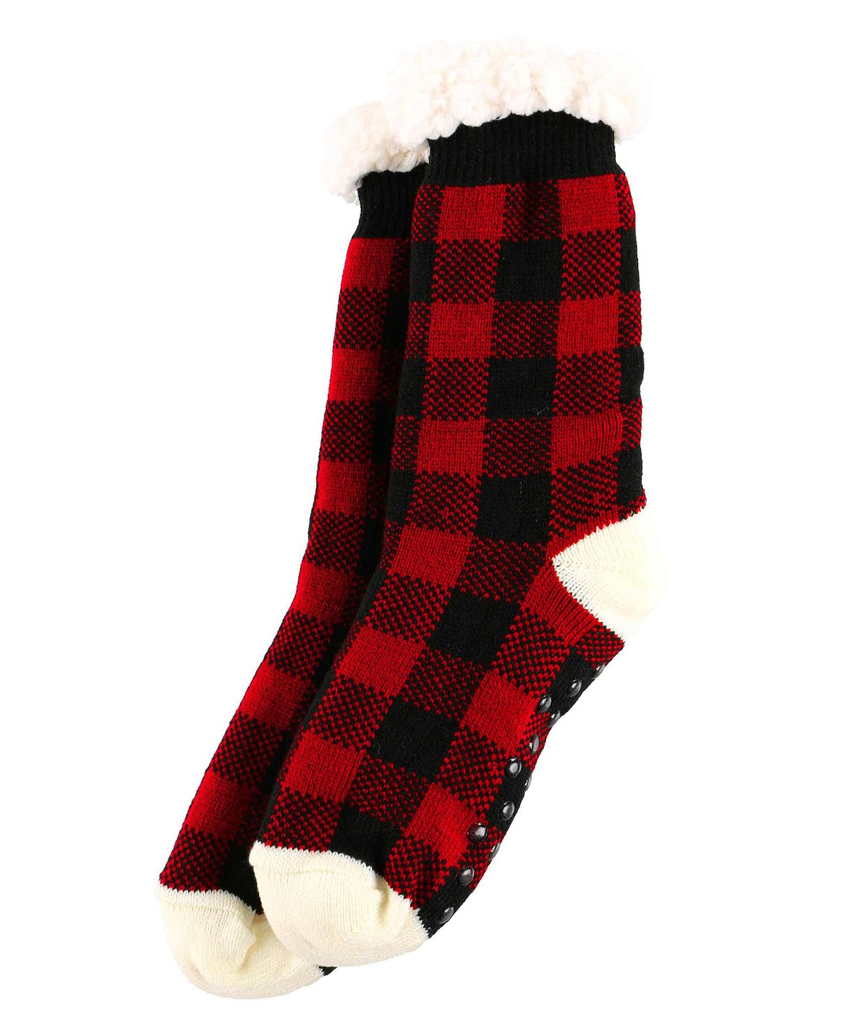 Lazy One Plush Sock, Design: Red Plaid