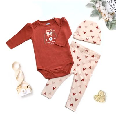 Lollipop Dreams More Hugs Please Bodysuit Hat Pants Set (3pcs):