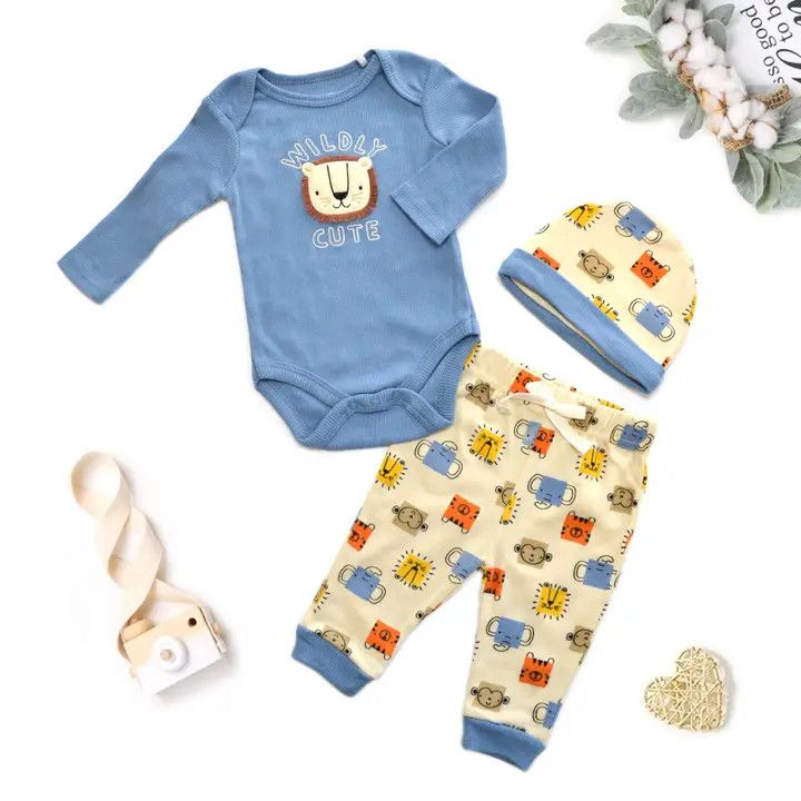 Lollipop Dreams Wildly Cute Bodysuit Hat Pants Set (3pcs):, Size: 0-3M