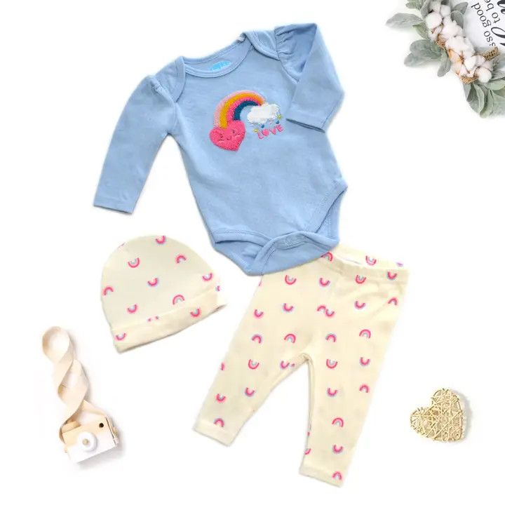 Lollipop Dreams Love (Rainbow) Bodysuit Hat Pants Set (3pcs):