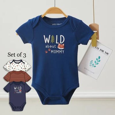 Baby Boy Wild Fox Pattern Bodysuits (3 pk):