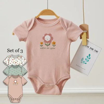 Baby Girls Flower Pattern Bodysuits (3 pk):