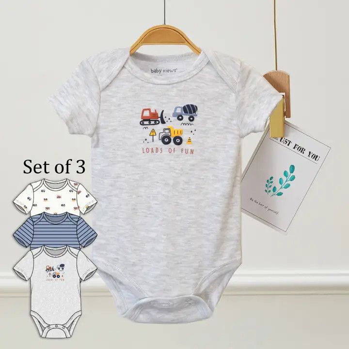 Baby Loads of Fun Cars Pattern Bodysuits (3 pk):