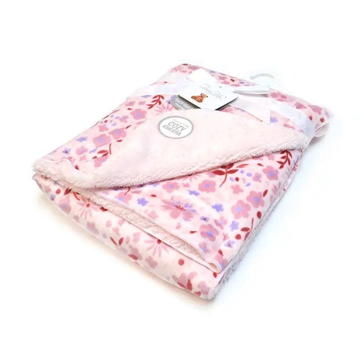René Rofé® Super Soft Reverse Side Cozy Sherpa Baby Blanket:, Size: Pink Flowers