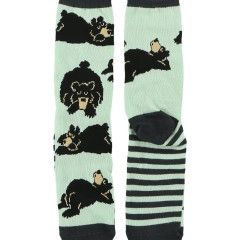 ~Lazy One Bearly Awake Grey Crew Sock:
