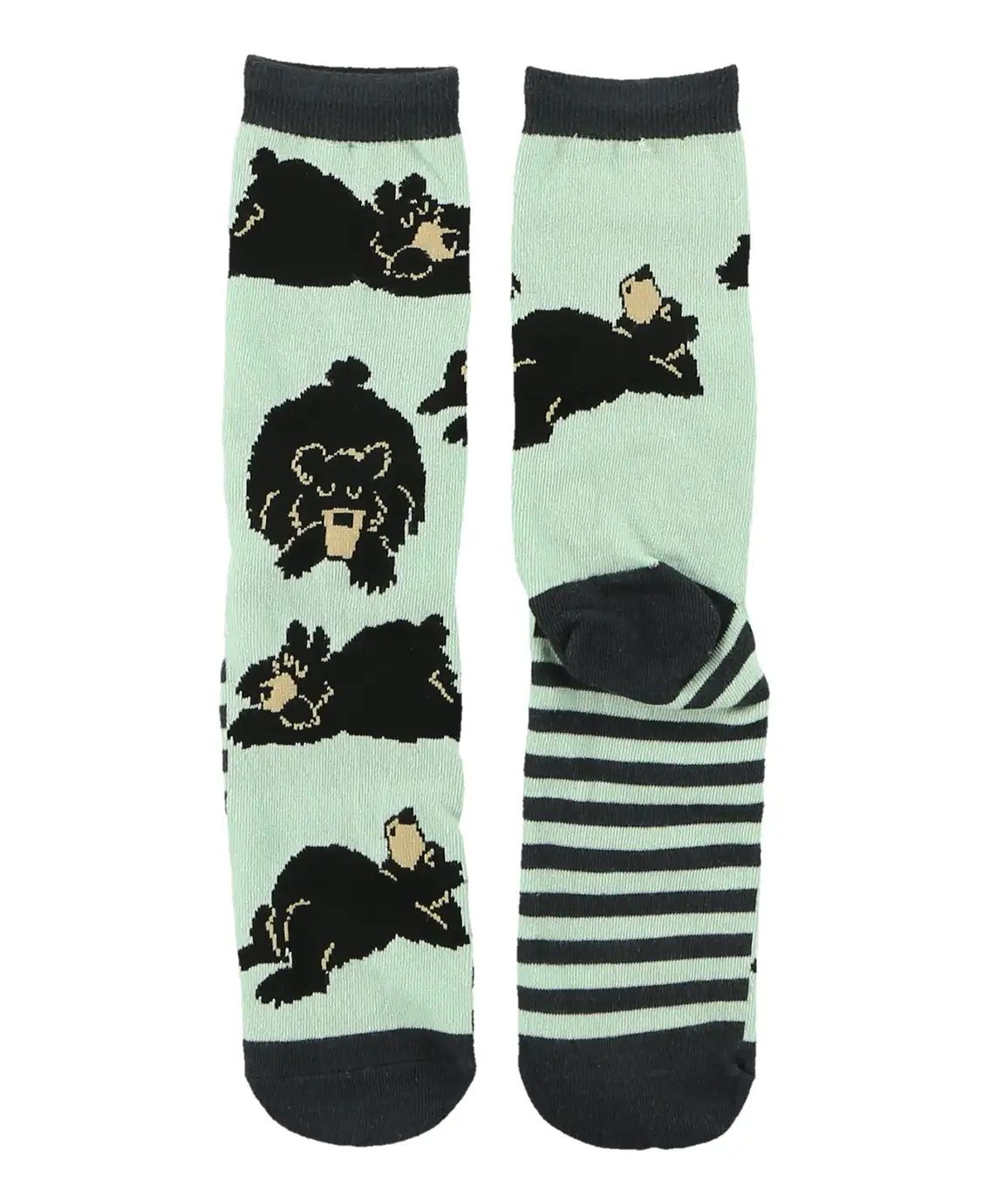 ~Lazy One Bearly Awake Grey Crew Sock:, Size: One Size