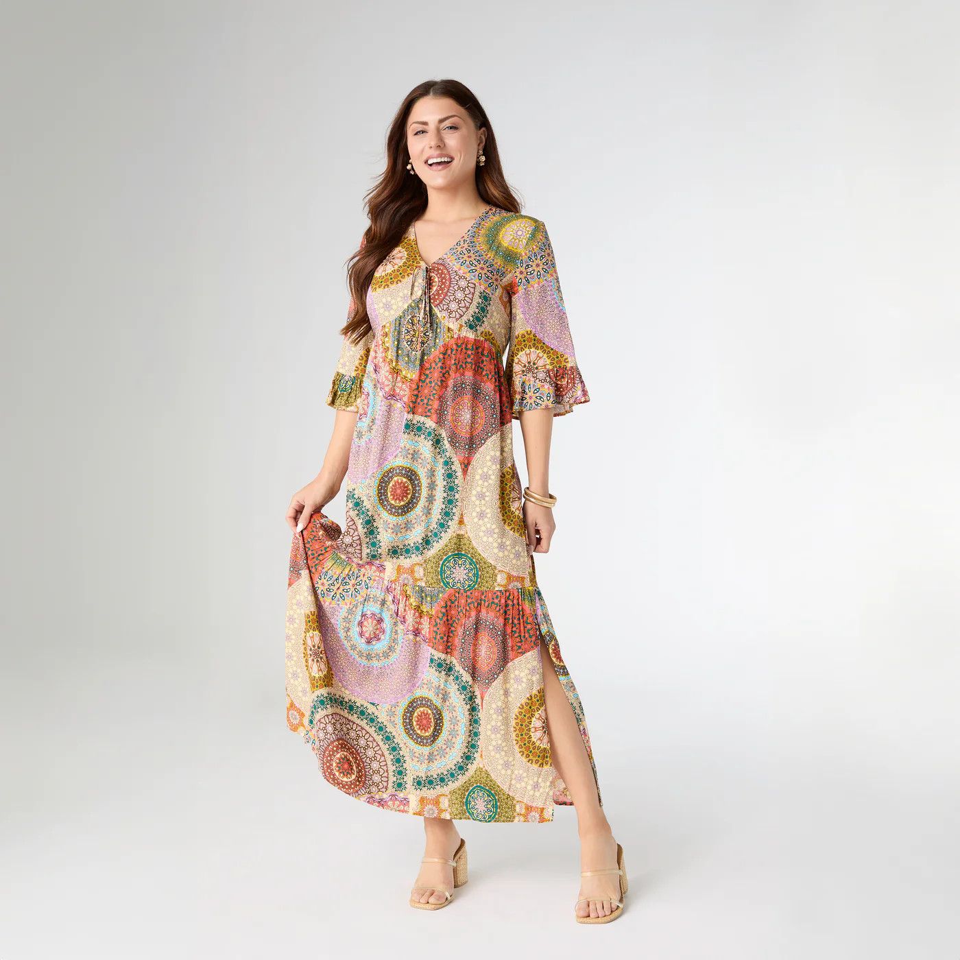 Coco + Carmen Cora V-Neck Maxi Dress:, Color: Bold Print:, Size: XS
