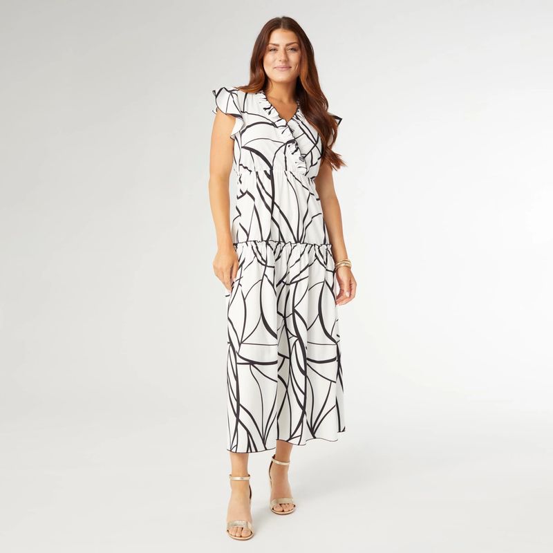 Coco + Carmen Finley Cap Sleeve Ruffle Tiered Maxi Dress: