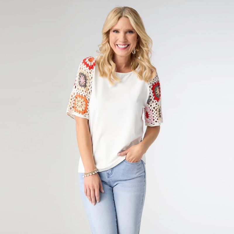 Coco + Carmen Jordan Colorful Crochet Top: