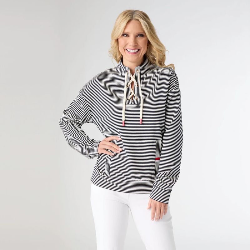 Coco + Carmen Dixie Long Sleeve Tie Neck Pullover: