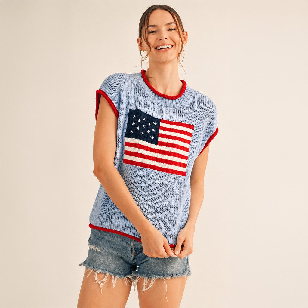 Jodifl USA Flag Top:, Color: Blue:, Size: Large