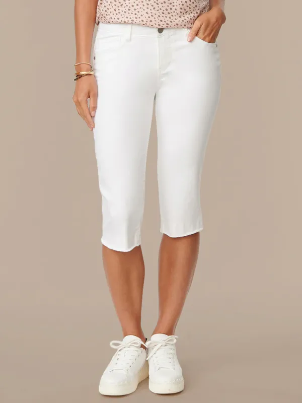 Democracy "Ab"solution® White Skimmer Capri w/ Fray Hem: