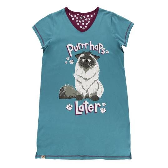 Lazy One Purrhaps Later V-neck Nightshirt: