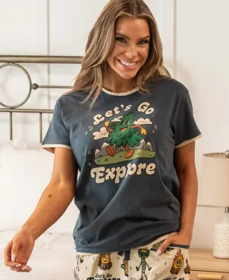 Lazy One Let's Go Explore (Vintage Camping) Women's PJ Tee: