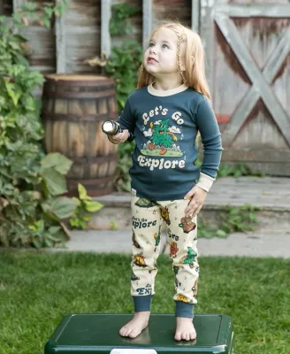 Lazy One Let's Go Explore (Vintage Camping) Kid's Long Sleeve PJ Set: