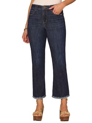 Democracy Women's “Ab”solution Cropped Itty Bitty With Finished Reverse Frayed Scallop Hem Flare Jeans: