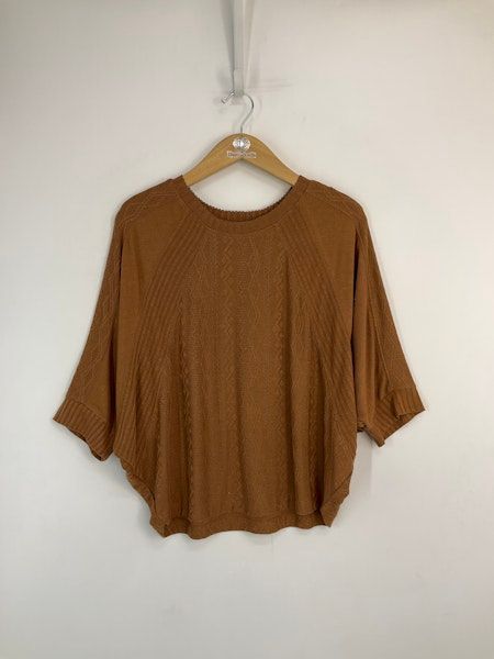 Democracy Petite 3/4 Dolman Sleeve Crew Neck Knit Top:, Color: Heather Saddle:, Size: PXS